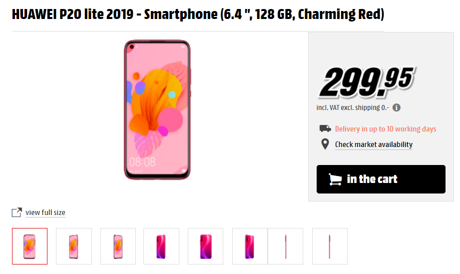 Huawei P20 Lite 2019 price