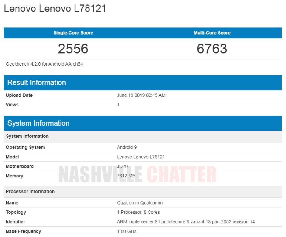 Lenovo Z6 Geekbench