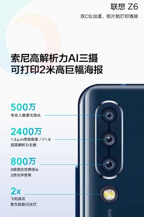 Lenovo Z6 Camera Specifications