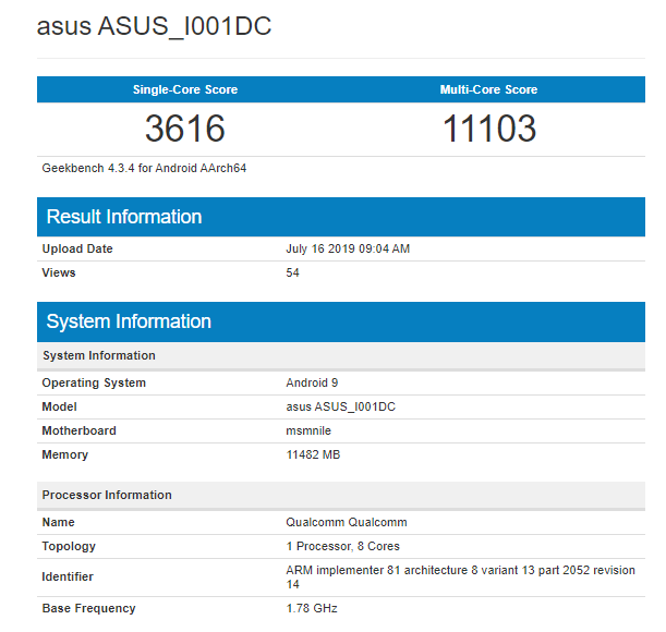 ROG Phone 2 Geekbench