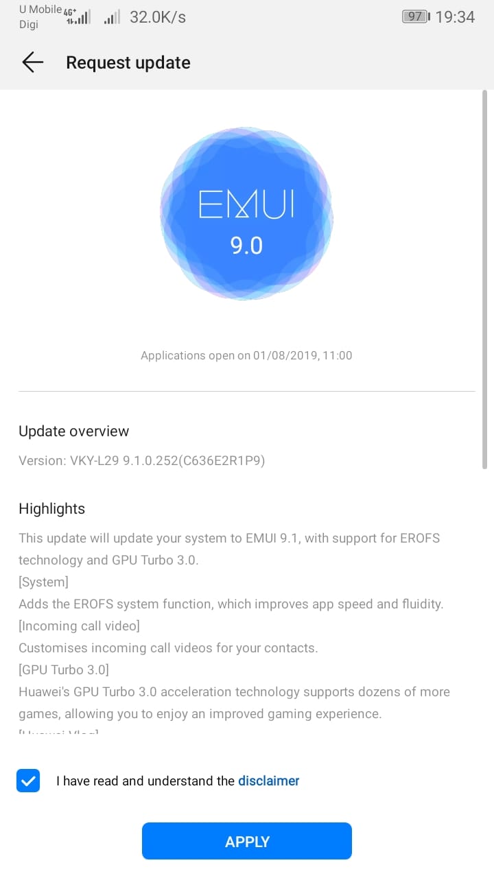 Huawei P10 Plus EMUI 9.1 update