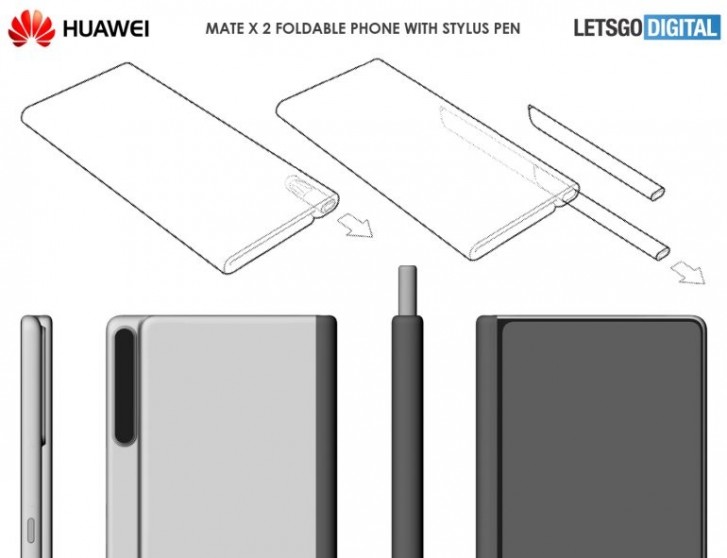 Alleged Huawei Mate X 2 Design with stylus