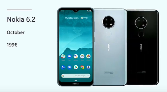 シムフリー Nokia 6.2  2019年10月発売6.3インチトリプルカメラ Nokia Smartphone Ifa: IFA 2019: Nokia 6.2 and Nokia 7.2