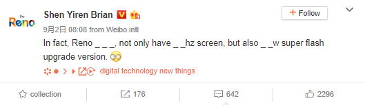 OPPO Reno 10x zoom successor 90Hz display