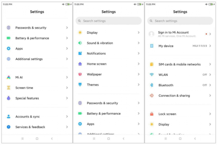 Penampakan Setting pada MIUI 11 dengan Android 10.
