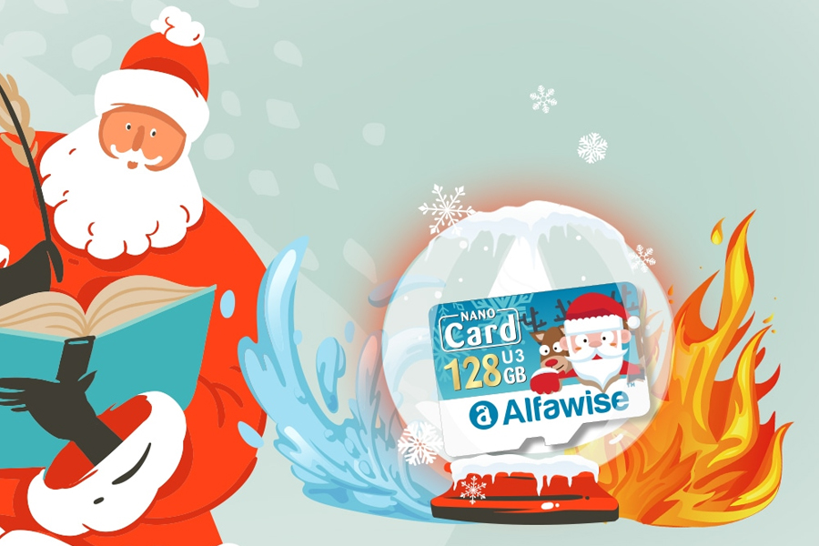 Alfawise Christmas Fun Edition Micro SD TF Card 3 In 1 128GB High Speed ​​Memory Card Pack