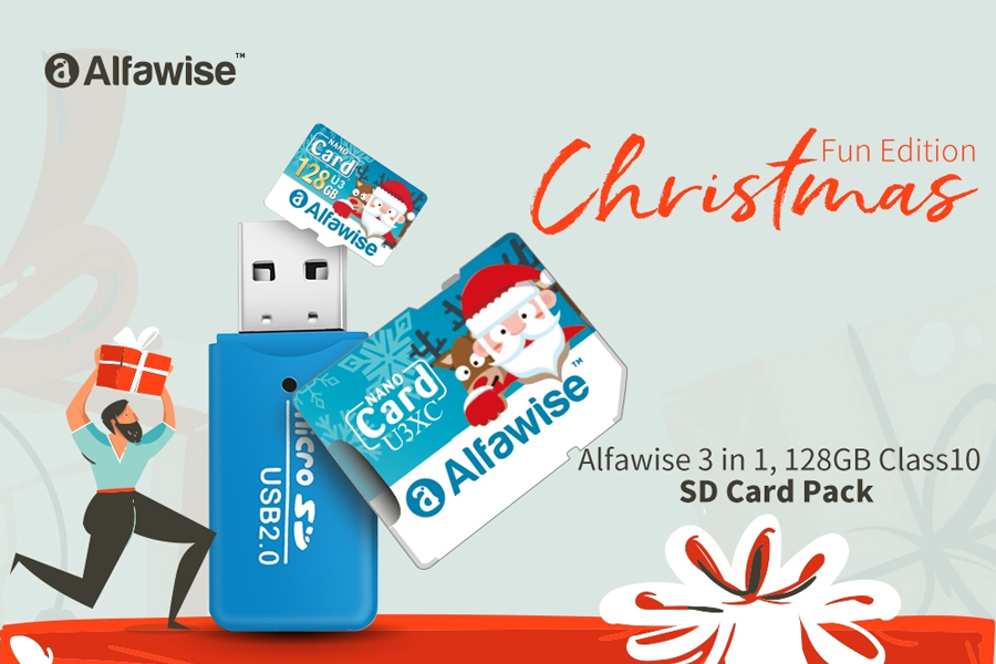 Alfawise Christmas Fun Edition Micro SD TF Card 3 In 1 128GB High Speed ​​Memory Card Pack_2