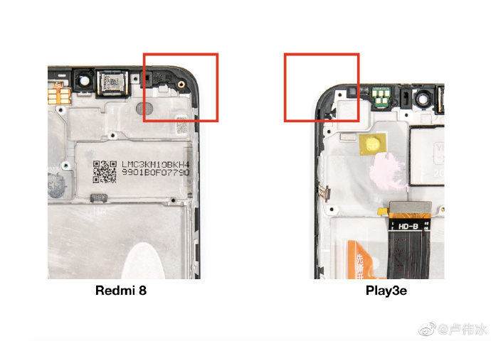 Redmi 8 vs Honor Play 3e - structural design