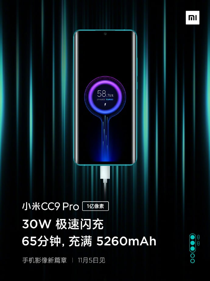 XIaomi Mi CC9 Pro 30W Fast Charging