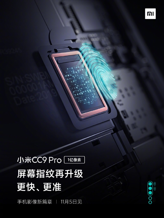 Xiaomi Mi CC9 Pro Fingerprint Sensor Specs