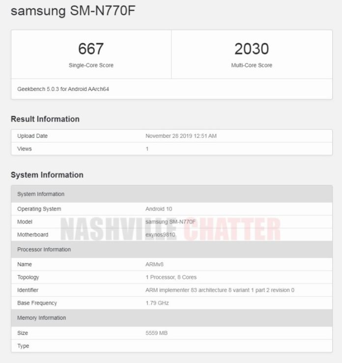 galaxy note 10 lite geekbench