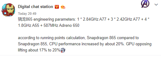 Snapdragon 865 parameters