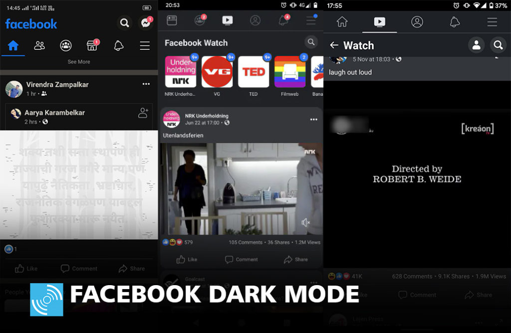 facebook dark mdoe