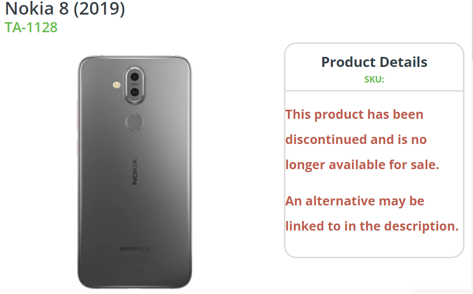 Nokia 8.1 Discontinued