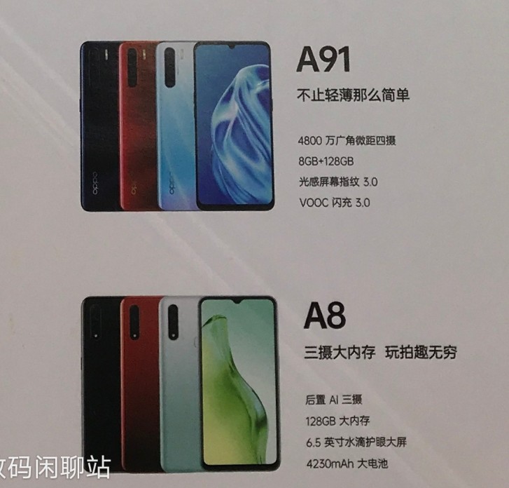 Penampakan Oppo A91 dan Oppo A8.
