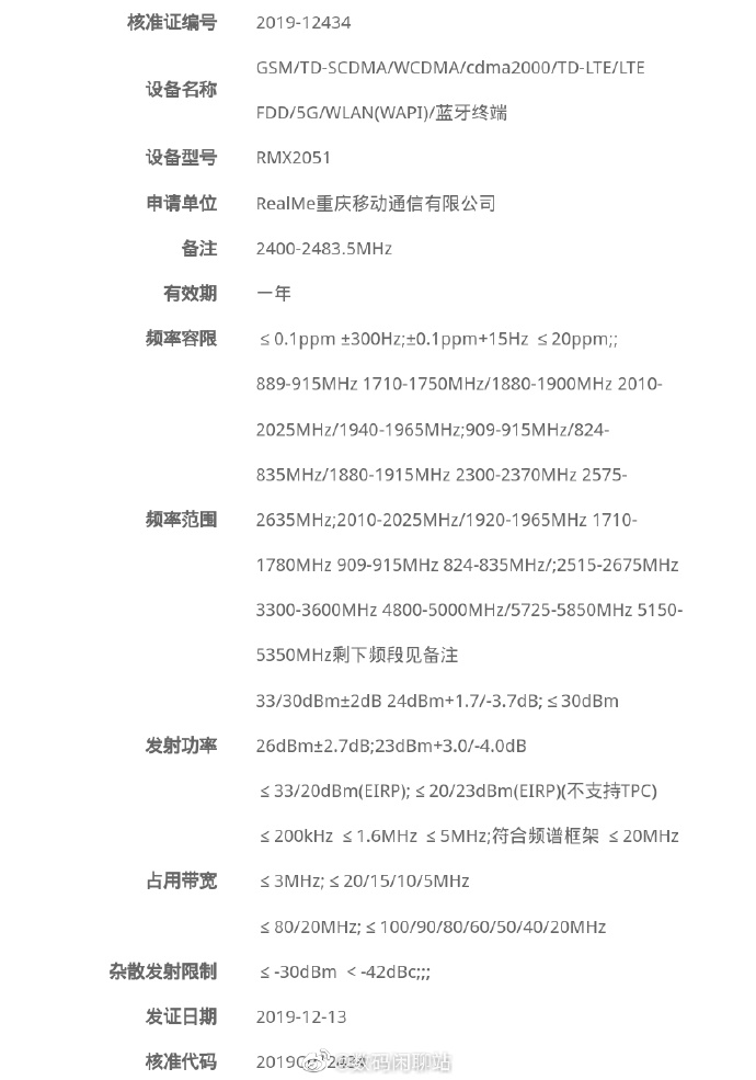 Realme X50 5G RMX2051 CMIIT