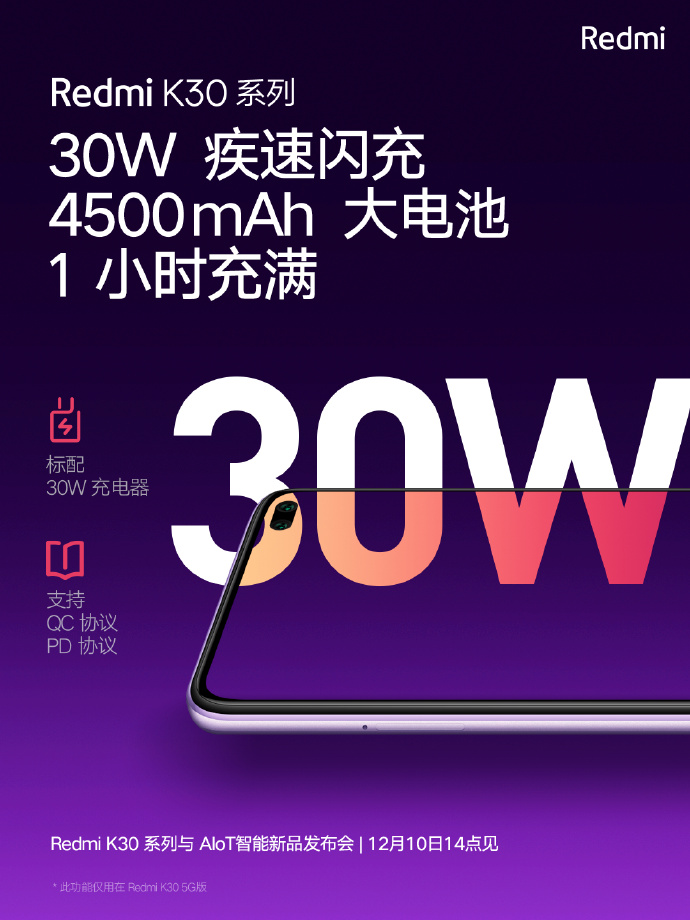 Redmi K30 5G емкость аккумулятора