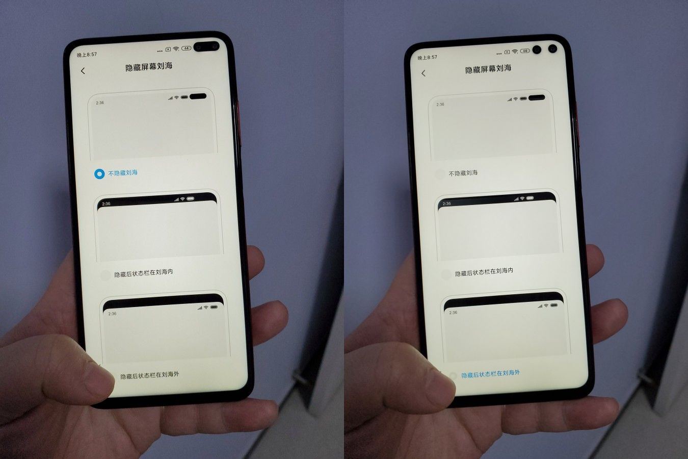 O Redmi K30 tem dois furos separados na tela para câmeras 2