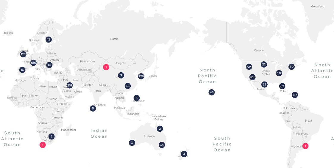 5G Network locations across the world