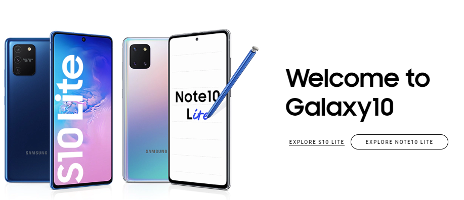 Galaxy S10 Lite and Galaxy Note10 Lite from Samsung India official webpage