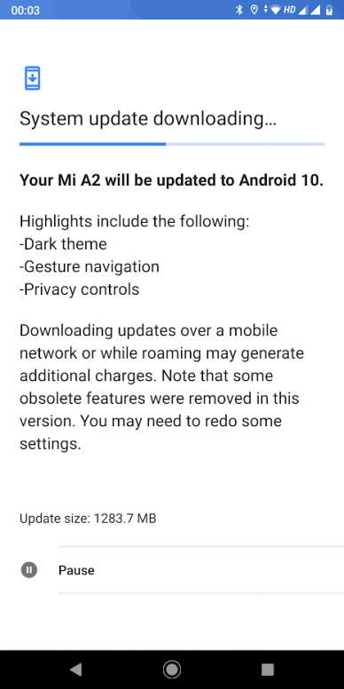 Mi A2 Android 10 update