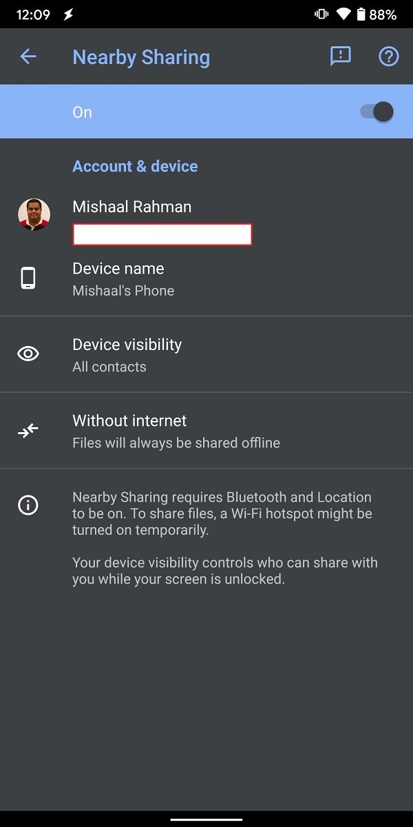 how to use google nearby share