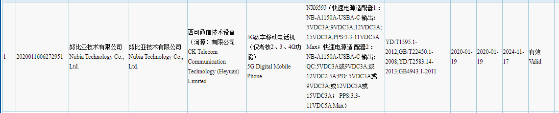 Nubia NX659J 3C