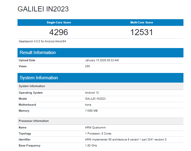 OnePlus 8 Pro Geekbench