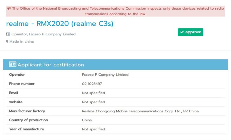 Bocoran ponsel Realme C3 di Thailand.
