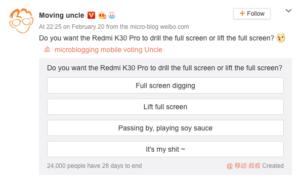 Redmi k30 Pro Front Camera Poll