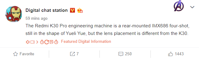 Redmi K30 Pro 64MP Sony IMX686 rear cameras