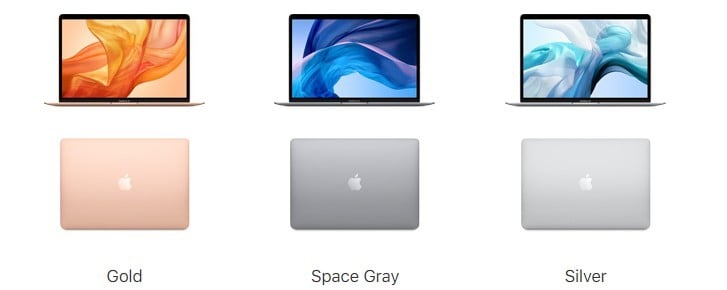 macbook air gold silver space grey