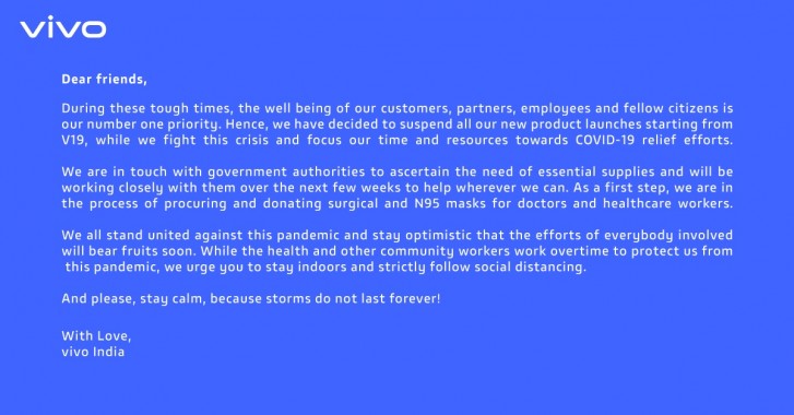 Vivo Delays V19 Launch India Will Donate Masks