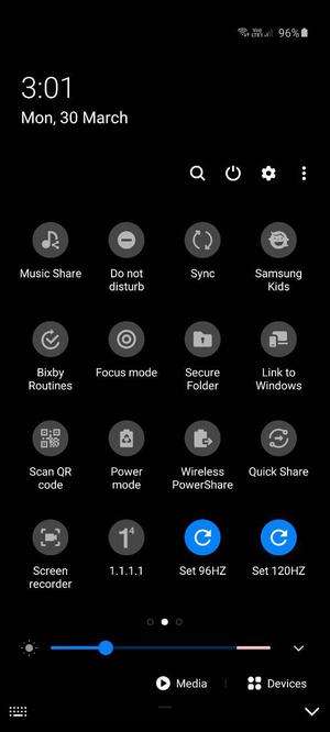 Samsung Galaxy S20 96Hz refresh rate
