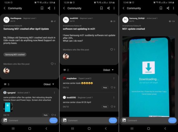Galaxy M31 April 2020 Security Patch Brick