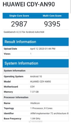 Honor 30s Geekbench