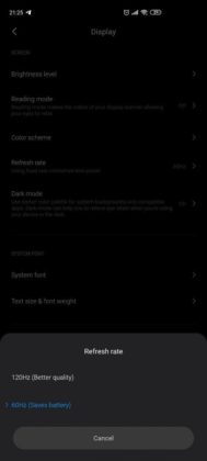 MIUI 11 Settings Refresh Rate