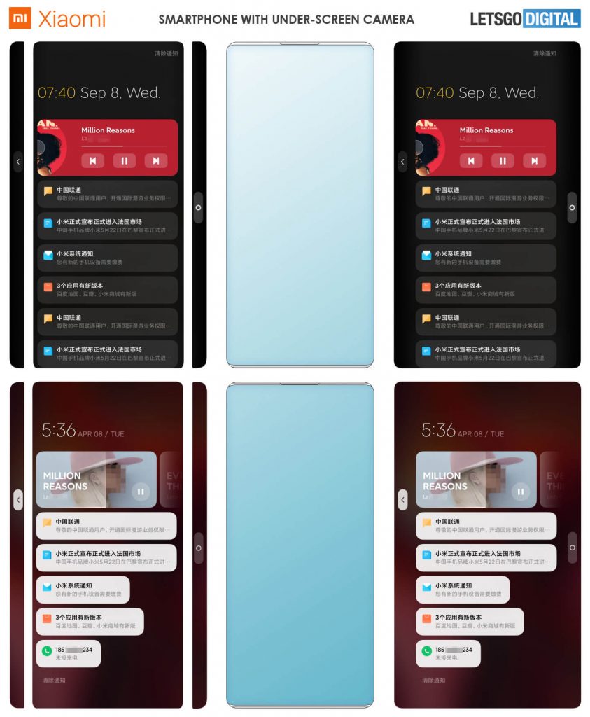 xiaomi telefoon under screen camera Xiaomi's next phone with Waterfall Display and Under-Screen Camera patented design