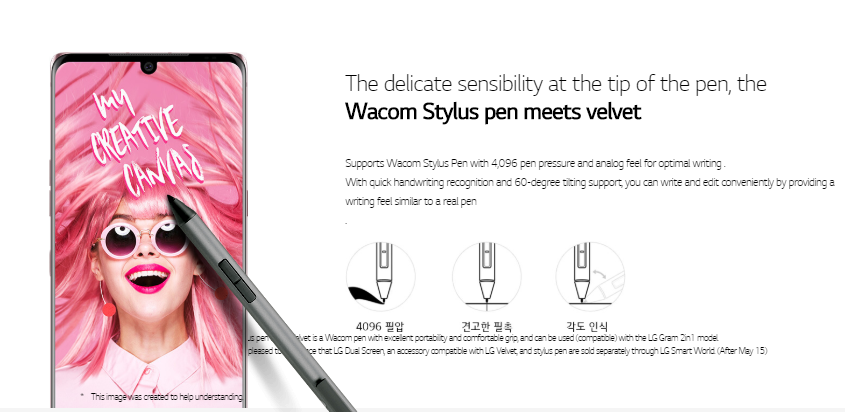 LG Velvet Wacom Stylus