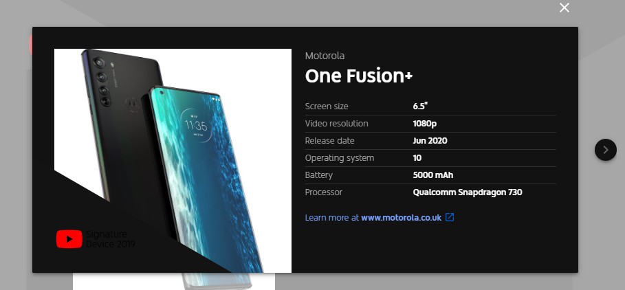 Motorola One Fusion+ YouTube