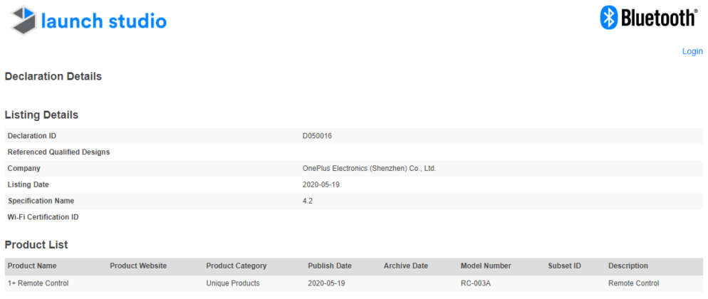 New OnePlus TV and Remote Control receive Bluetooth certification