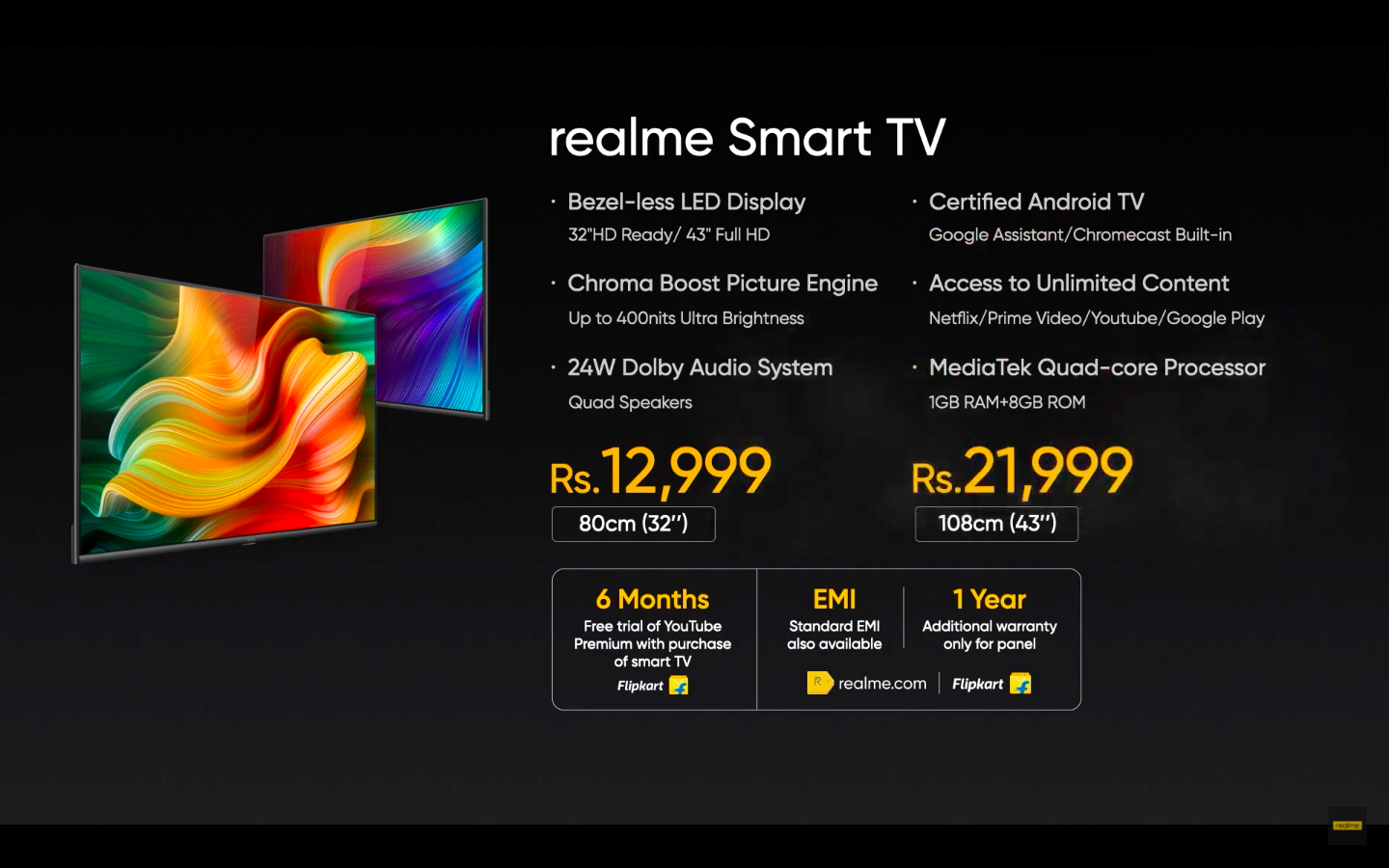 أصبح Realme Smart TV رسميًا في الهند ؛ يبدأ السعر من $ 12،999 (171 $) 1