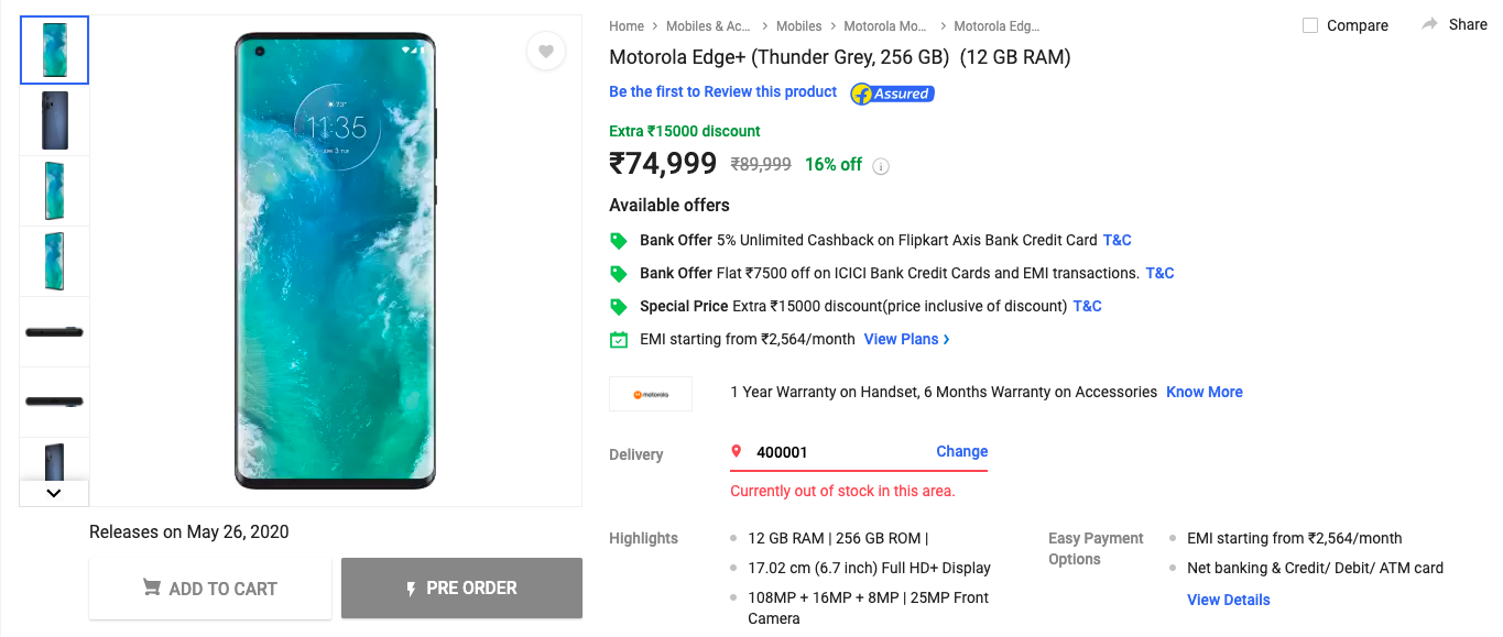 Motorola Edge+ Price