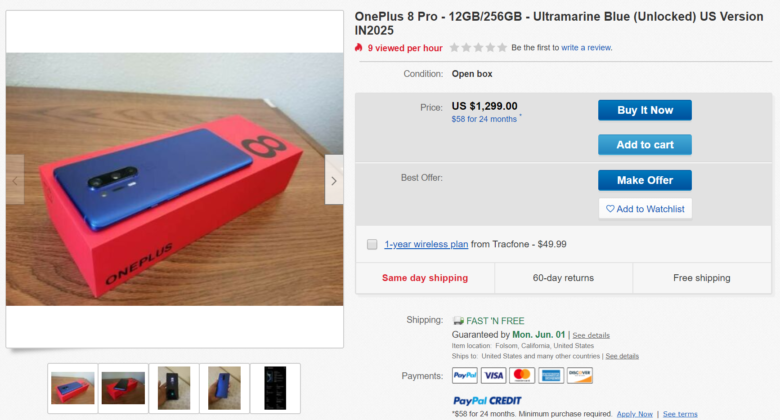 Used OnePlus 8 Pros are selling for hundreds of dollars above MSRP due