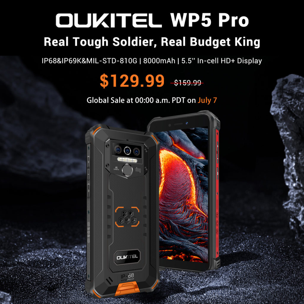 Oukitel WP5 Pro坚固型智能手机配备8000mAh电池，Helio A25 SoC，现价$ 129.99