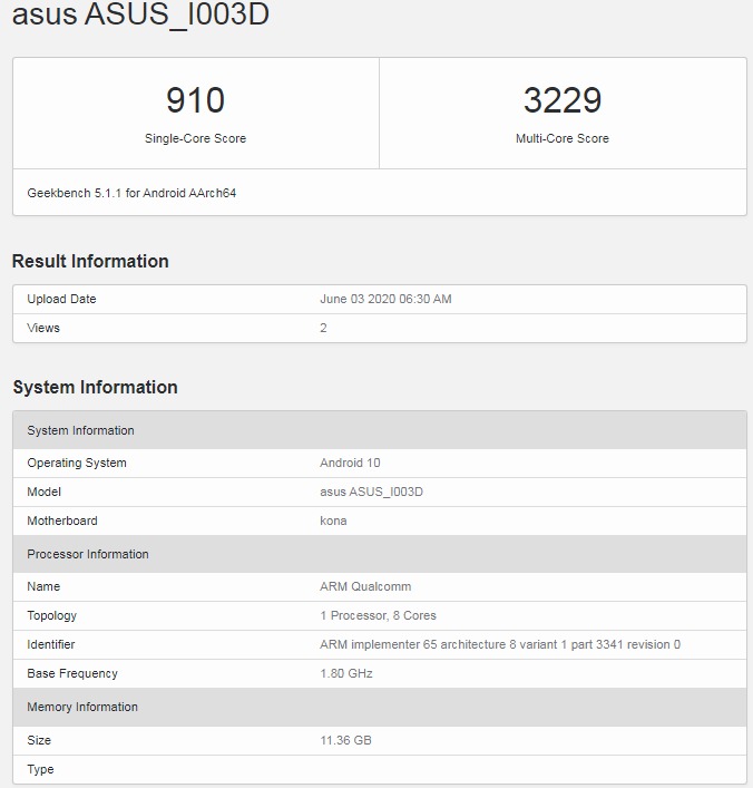 ASUS ROG Phone 3 GeekbenchASUS ROG Phone 3 Geekbench