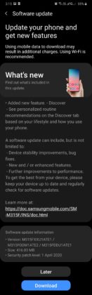 Galaxy M31 M315DDU1ATE1 Update