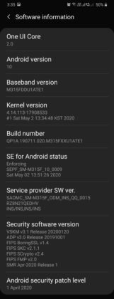 Galaxy M31 Software Information M315DDU1ATE1