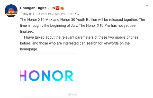 Honor X10 Max and Honor 30 Youth Edition Launch Rumors
