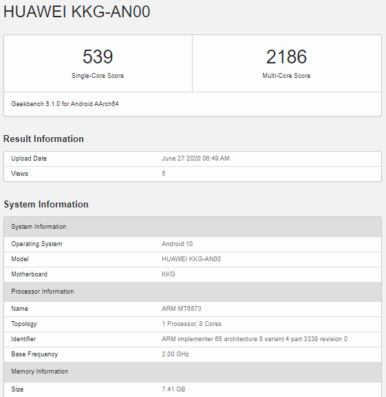 荣誉X10 Max Geekbench